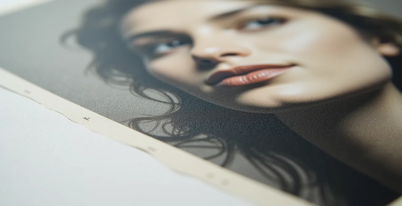 Nahaufnahme einer signierten limitierten Edition in einer Galerieumgebung