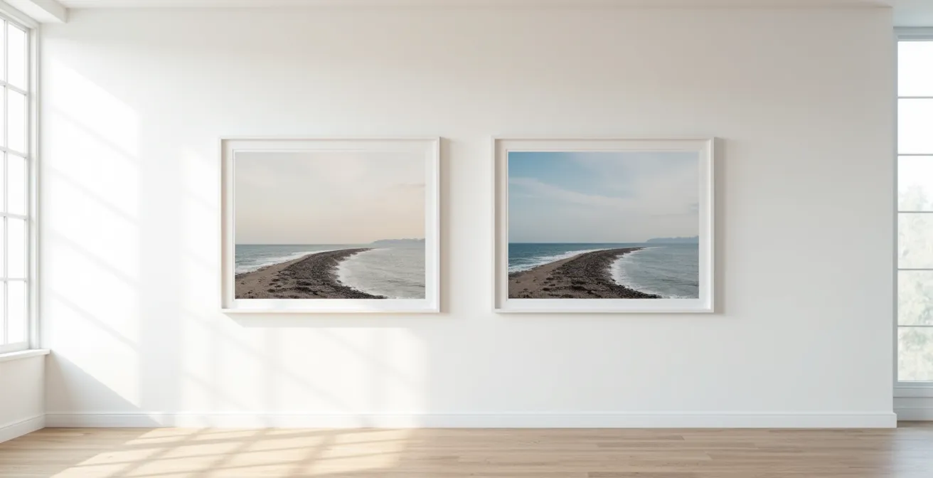 Zeitraffer-Darstellung, die den stabilen Pigmentdruck neben einem verblassenden Dye-Tintendruck zeigt