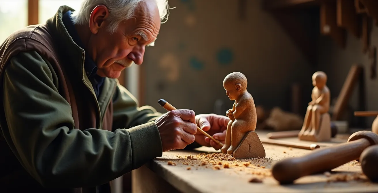 Traditionelle Schnitzkunst aus dem Erzgebirge in authentischer Werkstattatmosphäre